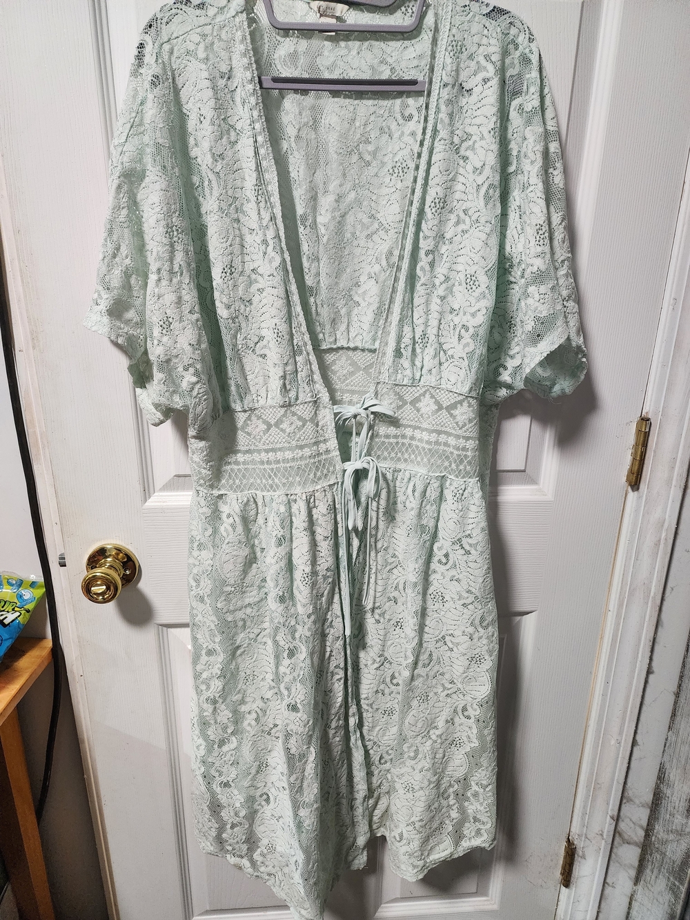 Mint Lace Tie-Front Swim Coverup